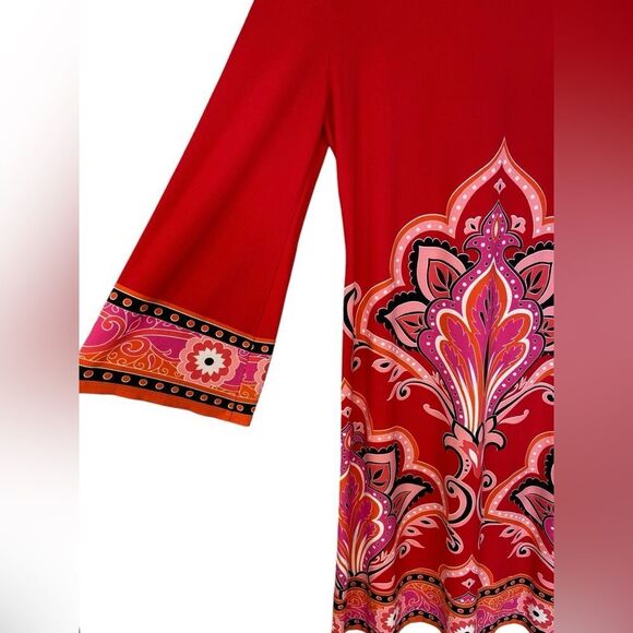 London Times Vibrant Retro Red Shift Dress. Size 4 - Picture 2 of 11